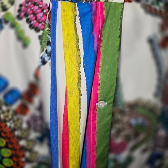 Sara Roka Poplin Maxi Shirt Dress Jewel Paisley Print Cotton Colorful 8 NWT - Picture 9 of 13